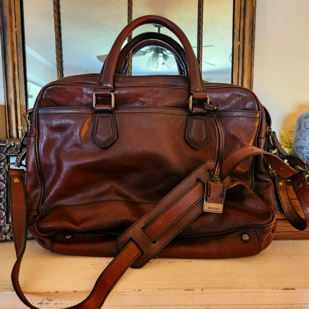 FRYE HAND BAG FRYE JAMES WORK ZIP TUMBLED FULL GRAIN DB116 BRIEFCASE DARK BROWN